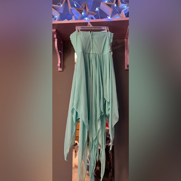 Strapless aqua handkerchief dress - Picture 3 of 3